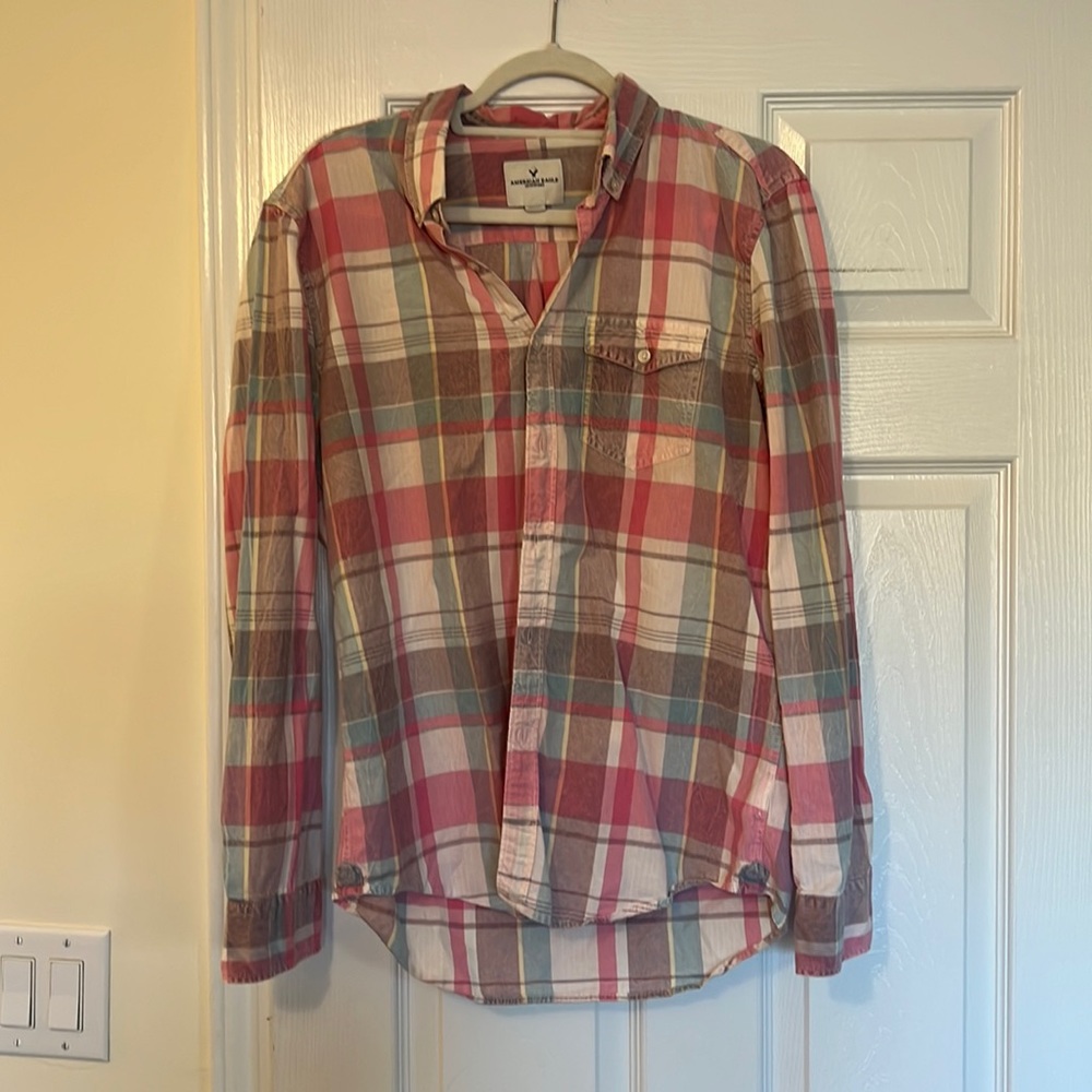 American Eagle Plaid and Blue Plaid Shirt